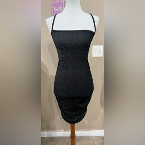 Criss Cross Tie Backless Glitter Dress